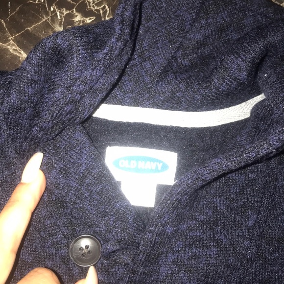 Boys cowl neck blue sweater with one button - Picture 2 of 4